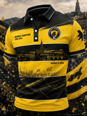 Herren-Poloshirt mit kurzen Ärmeln und aufwendigem Vereinsgrafik-Druck
