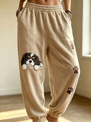 Damen niedliche Hunde muster bedruckte lässige Jogging hose