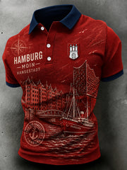 Kurzarm-Polos hirt für Herren mit städtischem Gedenk-Grafik druck