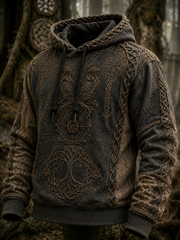 Herren Retro Viking Valknut Tree Life Übergroßer Hoodie