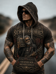 Herren Humorvoller Slogan Lässiger Kurzarm-Hoodie