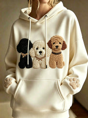 Damen-Kapuzenpullover mit Tiermuster, Rundhalsausschnitt und langen Ärmeln