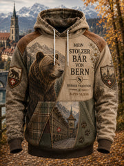 Herren-Kapuzenpullover mit langen Ärmeln und urbanem, denkwürdigem Grafikdruck