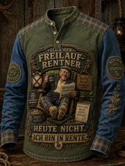Lässiges T-Shirt für Herren mit humorvollem Spruch und Knöpfen