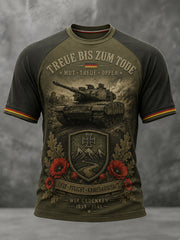 Herren-Vintage-Raglan-T-Shirt mit Veteranen-Print und kurzen Ärmeln