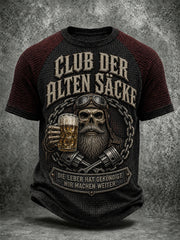 Herren-Freizeit-T-Shirt mit witzigem Slogan-Druck und Waffelstruktur