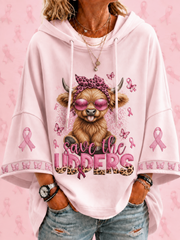 Damen-Kapuzenpullover Save The Udders mit kurzen Ärmeln