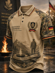 Kurzärmliges Herren-Polo-Shirt mit Vintage-Militär-Gedenk druck