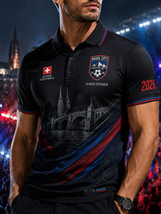 Herren-Fußballclub-Graphic-Polo-Shirt mit kurzen Ärmeln