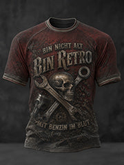 Herren-T-Shirt mit Aufdruck: BIN NICHT ALT, BIN RETRO MIT BENZIN IM BLUT