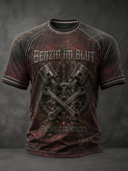 Herren-T-Shirt mit Aufdruck „BENZIN IM BLUT FREIHEIT IM HERZEN“