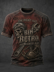 Herren-T-Shirt mit Aufdruck: BIN NICHT ALT, BIN RETRO MIT BENZIN IM BLUT