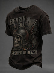 Herren-T-Shirt mit Aufdruck „BENZIN IM BLUT FREIHEIT IM HERZEN“