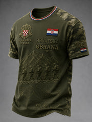 Herren-T-Shirt mit kurzen Ärmeln und Vintage-Print im Militärstil