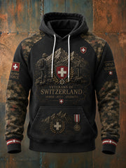 Herren-Kapuzenpullover mit Camouflage-Print und langen Ärmeln zum Gedenken an die Veteranen