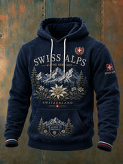 Herren-Kapuzenpullover mit langen Ärmeln und alpinem Gedenkgrafikdruck