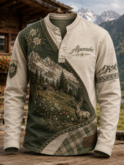 Herren-Casual-T-Shirt im österreichischen Landhausstil mit Knöpfen