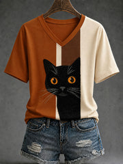 Frauen-Funny-Cat-Kurzarm-T-Shirt