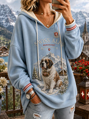 Damen-Kapuzenpullover mit alpinem Gedenk-Graphic-Print