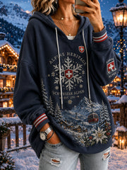 Frauen Alpine Gedenk-Grafik-Print-Hoodie
