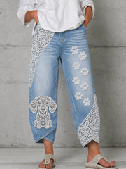 Ausgeblasene Damen-Tier-Hund-Kunstdruck-Hosen
