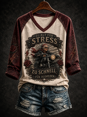 Frauen-T-Shirt mit humorvollem Spruch, langärmlig und mit abgesenkten Schultern