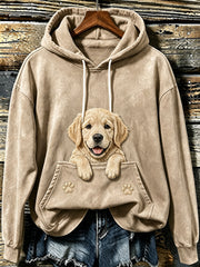 Damen schöne Peeking Golden Retriever & Pfoten Print Kapuzen Sweatshirt