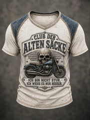 Lustiges Freizeit-T-Shirt für Herren mit Slogan-Print und V-Ausschnitt