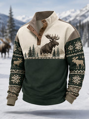 Herren Winter Elch Print Lässiger Pullover
