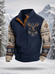Herren-Winterpullover mit Elch-Print, lässig
