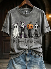 Frauen hunde, weil Menschen gruselig sind Halloween-Hunde drucken kurz ärmel iges T-Shirt