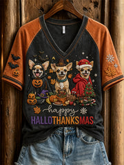 Frauen Happy Hallo thank smas Weihnachts zeit Hunde drucken Sweatshirt