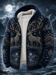 Retro-Nordische Tierkunst-Druck-Lässige, bequeme Kapuzenjacke