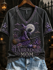 Kurzarm-T-Shirt für Frauen Halloween Labrador Mom Alzheimer Awareness