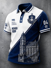 Herren-Fußball-Poloshirt von Schalke in Patchwork-Optik, lässig geschnitten