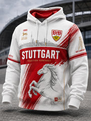 Herren-VfB-Stuttgart-Übergrößen-Kapuzenpullover mit abfallenden Schultern und Taschen