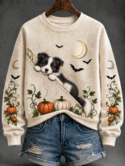 Damen-Hund-Halloween-Regulärer Sweatshirt