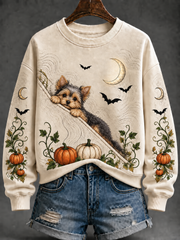 Damen Hund Halloween Regelmäßiges Sweatshirt