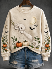 Damen Hund Halloween Regelmäßiges Sweatshirt