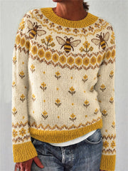 Frauen Bienen muster Design lässig Langarm Pullover