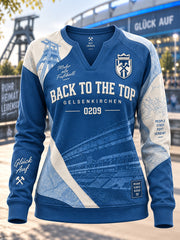 Damen-Schalke Freizeit-Kapuzenpullover mit V-Ausschnitt