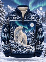 Flanell-Sweatshirt für Männer nordische Waldtiere