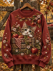 Weibliches Herbst-Kapuzenpullover mit niedlicher Katzen-Optik, reguläre Passform