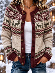 Damen Strickjacke im nordischen Stil mit Elch muster Freizeit jacke im Stil