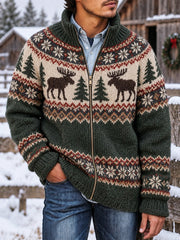 Herren-Strickjacke im nordischen Stil mit lässiger Reiß verschluss