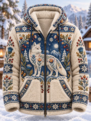Herren-Flanell-Kapuzenjacke mit nordischen Waldtieren