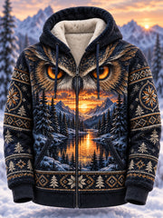 Herren-Flanell-Kapuzenjacke mit nordischen Waldtieren