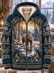 Herren Nordic Forest Animals Flanell Kapuzen jacke