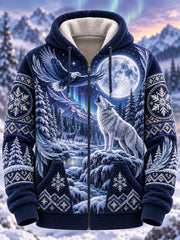 Herren-Flanell-Kapuzenjacke mit nordischen Waldtieren
