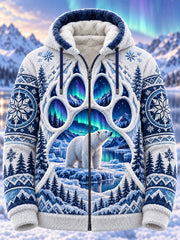 Herren-Flanell-Kapuzenjacke mit nordischen Waldtieren
